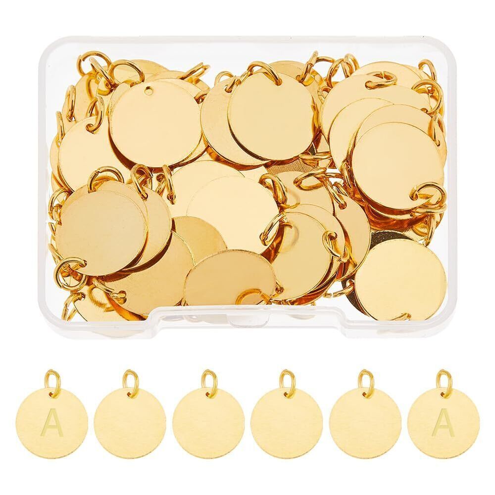 4789 60Pcs Blank Stamping Tag Pendants Brass Message Word Tag Charms
